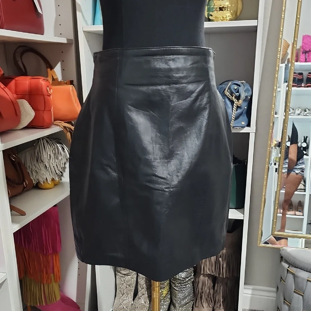 Vintage Wilson Black A-Line Leather Skirt